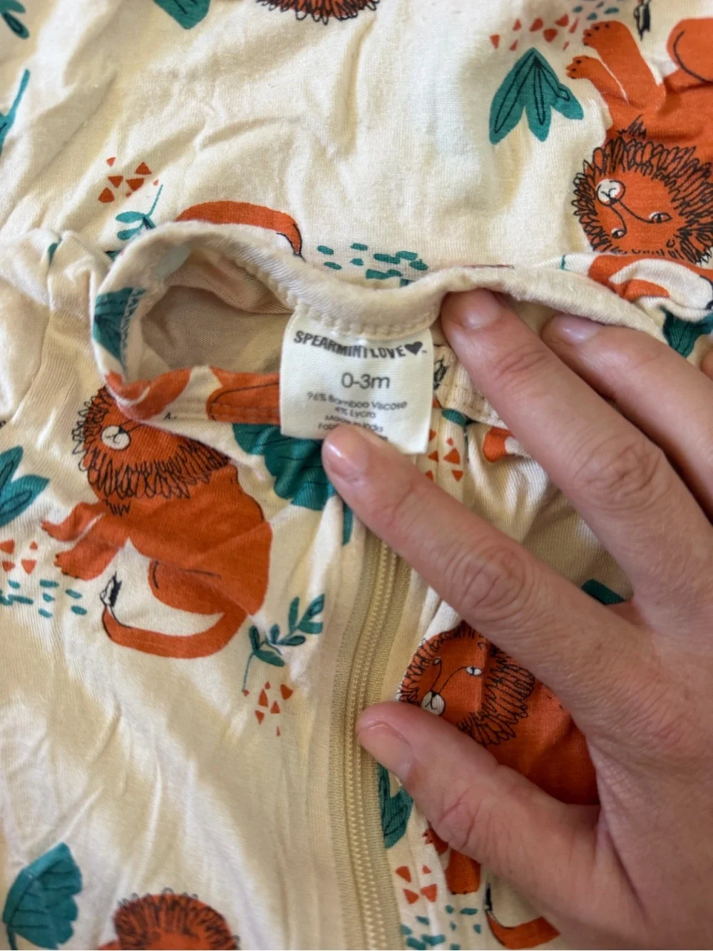 Lion Print Baby Zipper Swaddle - Cream & Orange